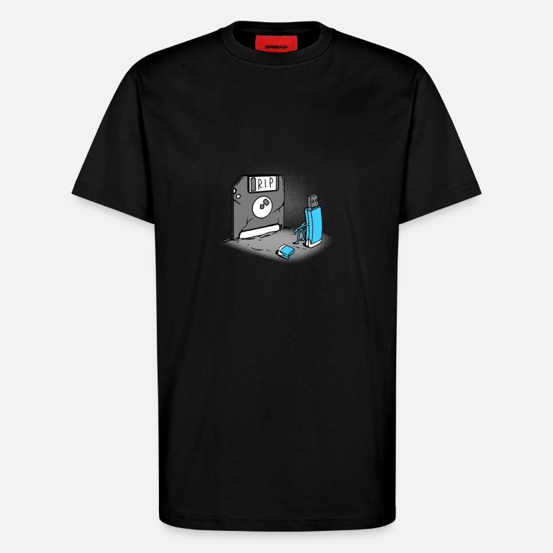 USB floppy disk retro - T-Shirt - made by SPREAD - SOLID BLACK