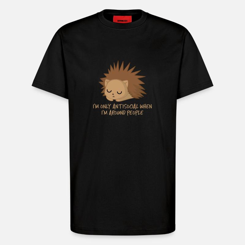 Igel - Antisozial - Introvert - Lustig - Sarkasmus - T-Shirt - made by SPREAD - SOLID BLACK
