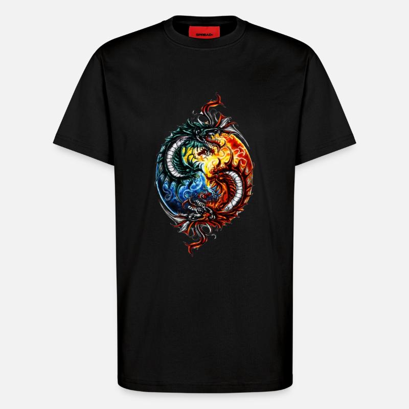 Yin Yang Drache - T-Shirt - made by SPREAD - SOLID BLACK
