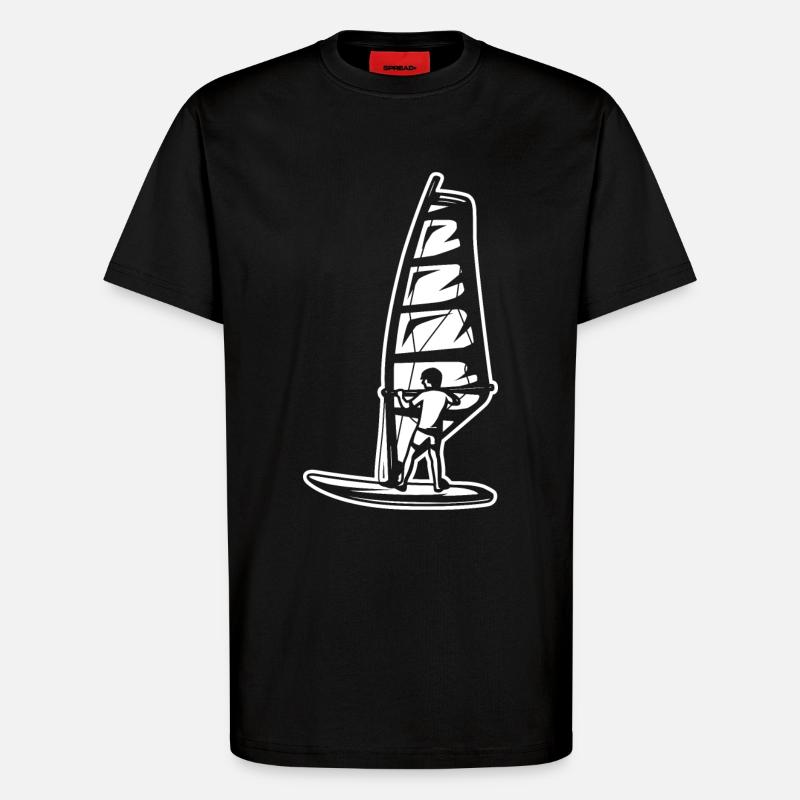Garçon de planche à voile - T-shirt bio décontracté fabriqué en UE - SOLID BLACK