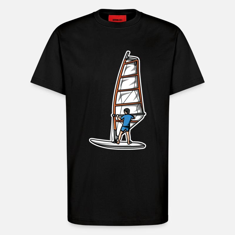 Drôle de véliplanchiste garçon - T-shirt bio décontracté fabriqué en UE - SOLID BLACK
