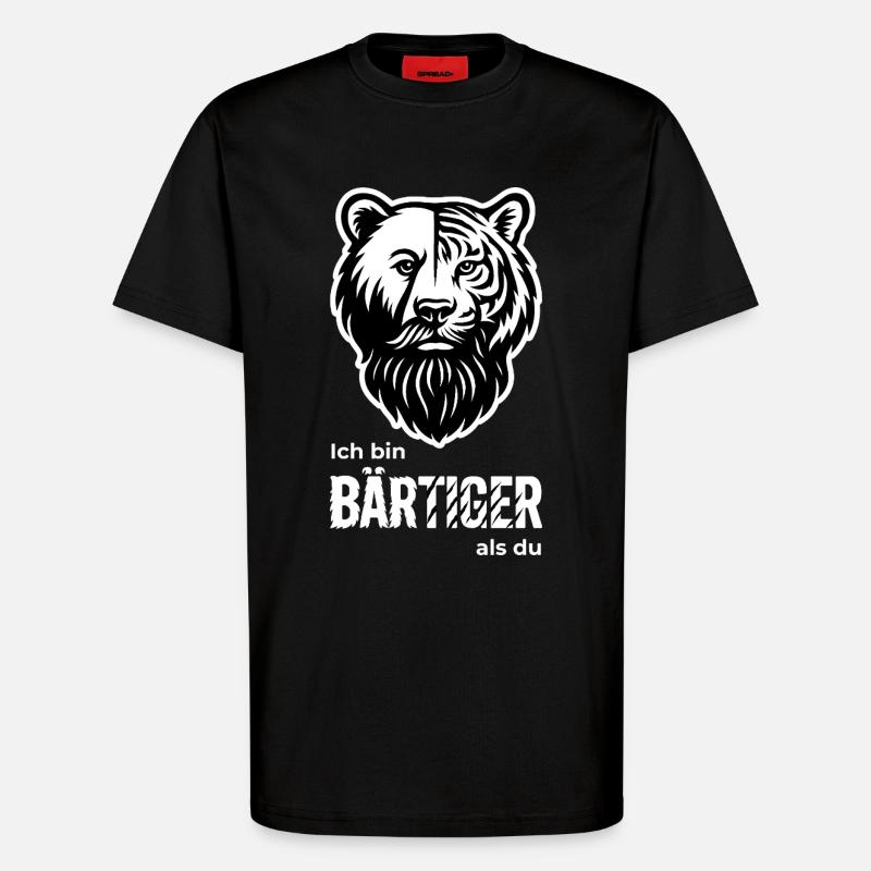BEARDED Bear & Tiger Beard Pun - T-Shirt - made by SPREAD - SOLID BLACK