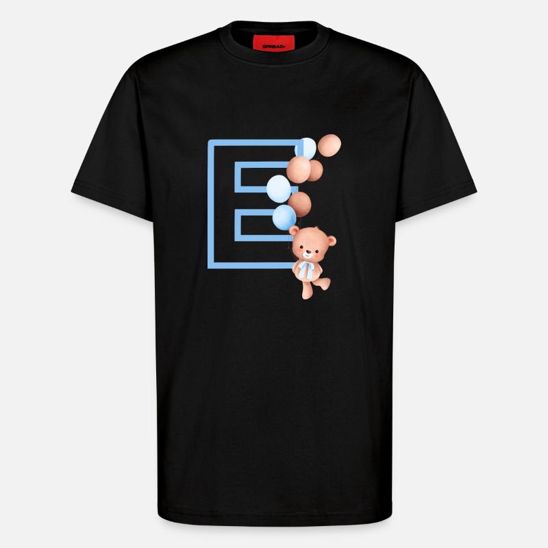 Blauer Buchstabe E Bär - T-Shirt - made by SPREAD - SOLID BLACK