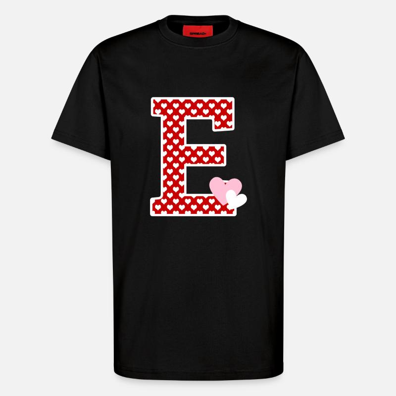 Buchstabe E Herz - T-Shirt - made by SPREAD - SOLID BLACK