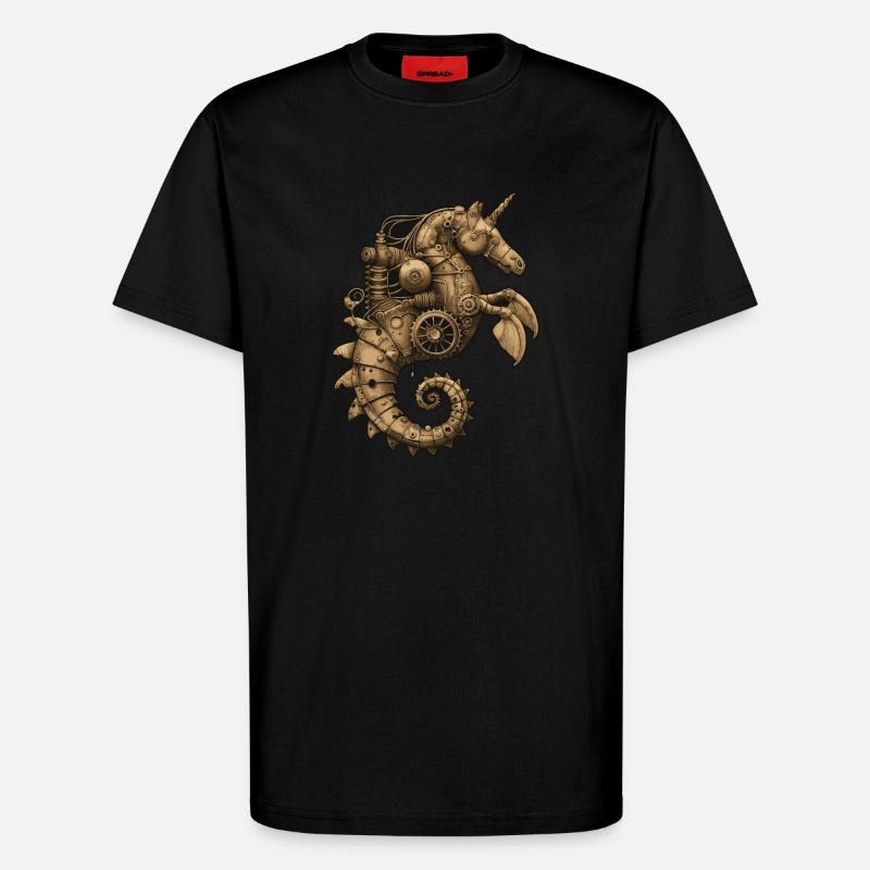 Steampunk Seepferdchen - T-Shirt - made by SPREAD - SOLID BLACK