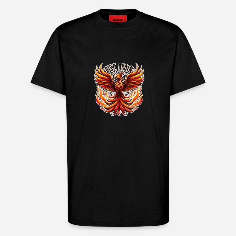 Rise Again - Phoenix Illustration - T-Shirt - made by SPREAD - SOLID BLACK