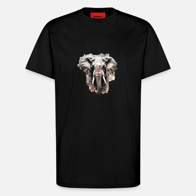 Elephant - T-Shirt - made by SPREAD - SOLID BLACK
