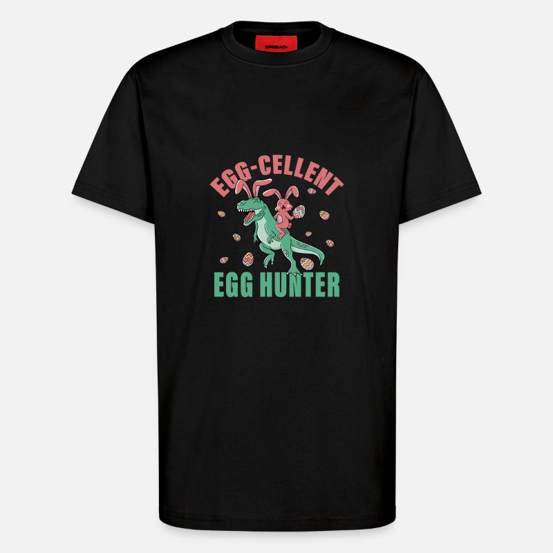 Egg-cellent Egg Hunter - T-Shirt - made by SPREAD - SOLID BLACK