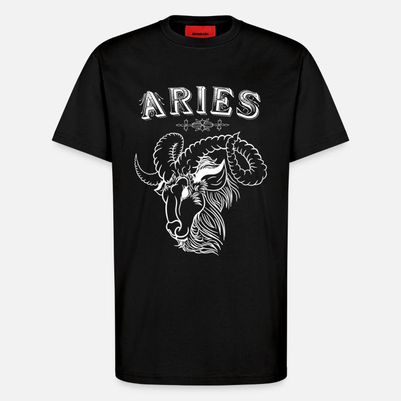 Aries Sternzeichen Widder - T-Shirt - made by SPREAD - SOLID BLACK