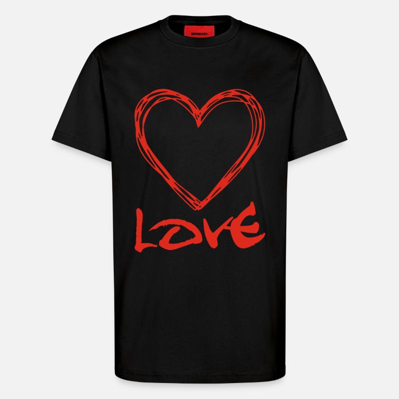 rotes Graffiti-Herz - T-Shirt - made by SPREAD - SOLID BLACK