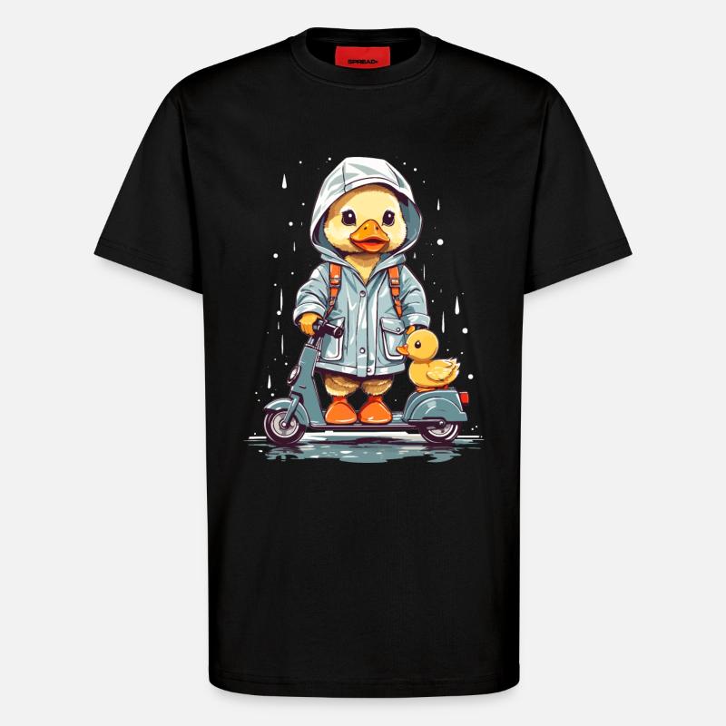 Süße Ente mit Roller - T-Shirt - made by SPREAD - SOLID BLACK