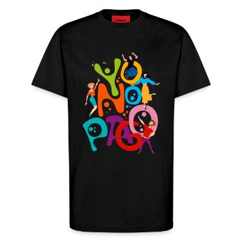 I don't pay - T-Shirt - made by SPREAD - SOLID BLACK - Front - Alina (178cm) & Michal (187cm)