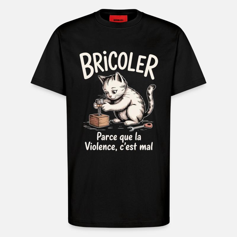 Tinkering, because violence is bad - T-Shirt - made by SPREAD - SOLID BLACK