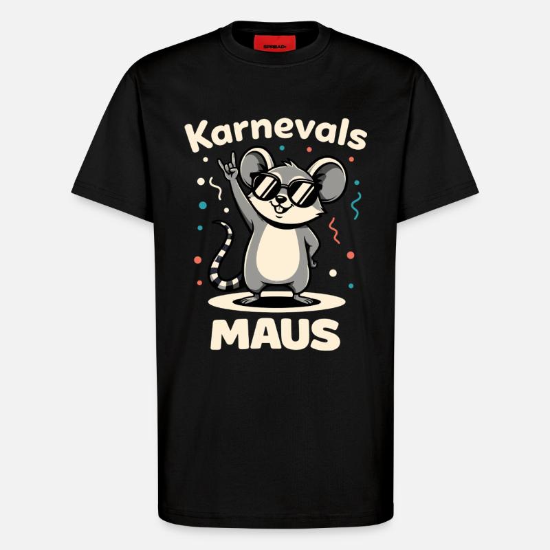 Karneval Rockmusik Karnevalsmaus Niedlich - T-Shirt - made by SPREAD - SOLID BLACK