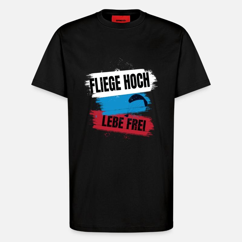 Paragliding - Fliege hoch, lebe frei - T-Shirt - made by SPREAD - SOLID BLACK