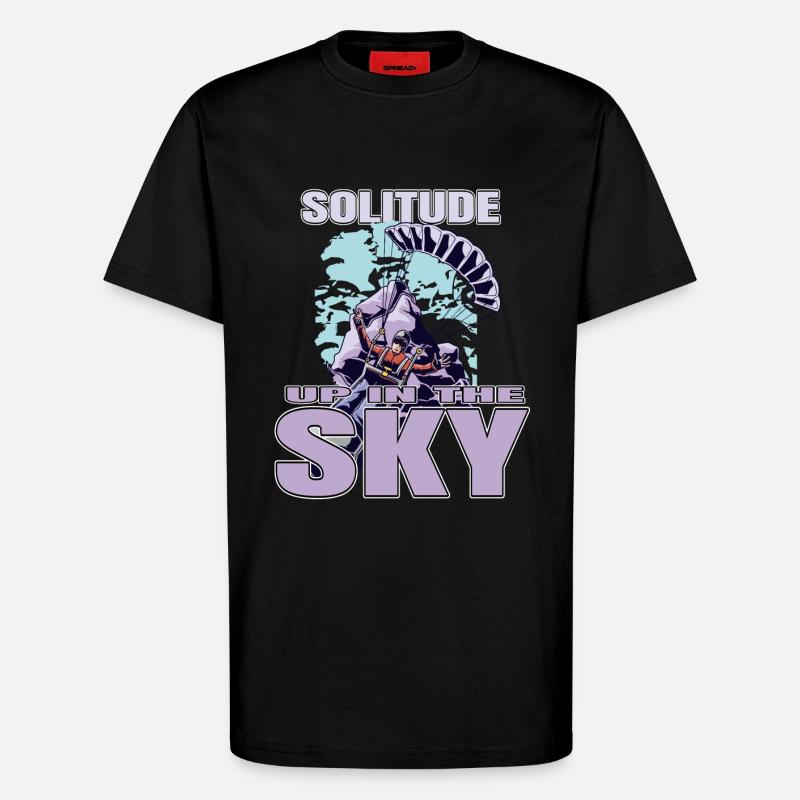 Solitude dans le ciel – Parapente - T-shirt bio décontracté fabriqué en UE - SOLID BLACK