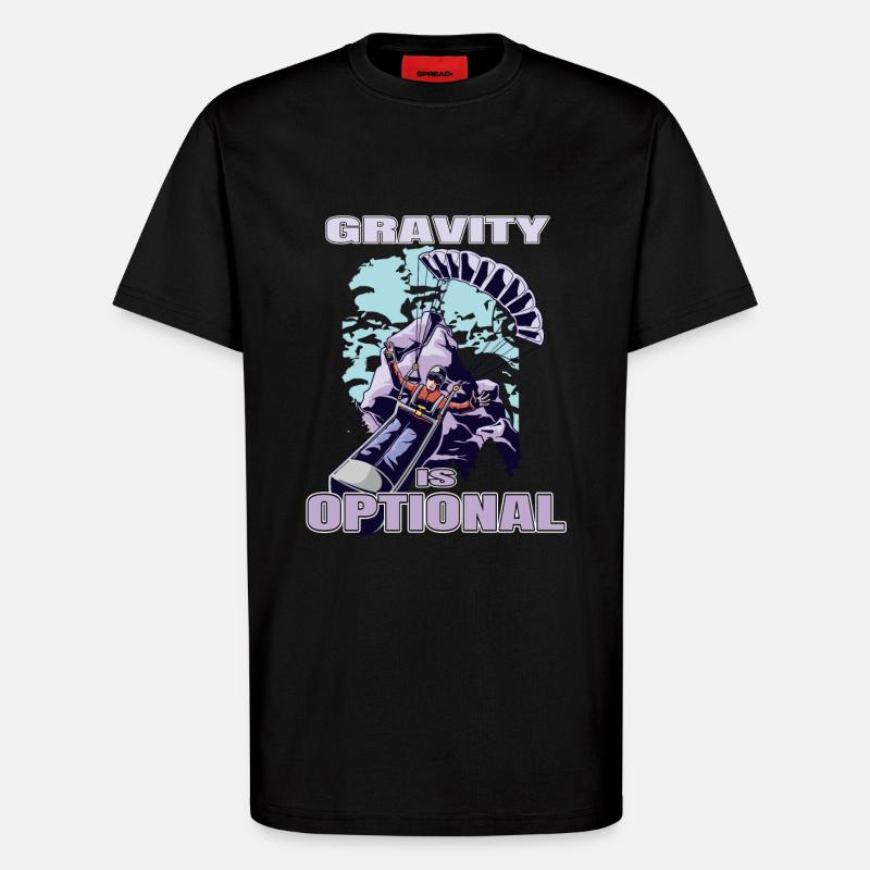 Gravity Is Optional – Paragliding Freedom - T-Shirt - made by SPREAD - SOLID BLACK