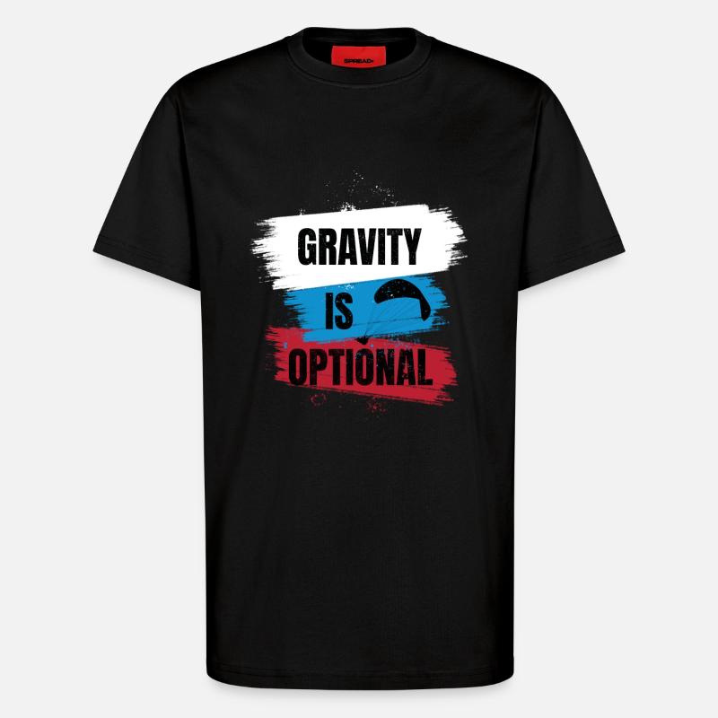 Gravity Is Optional – Paragliding Freedom - T-Shirt - made by SPREAD - SOLID BLACK