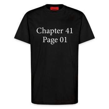 Chapter 41 Page 1 | Cadeau 41e Anniversaire 41 ans - T-shirt bio décontracté fabriqué en UE - SOLID BLACK - Devant - Alina (178cm) & Michal (187cm)