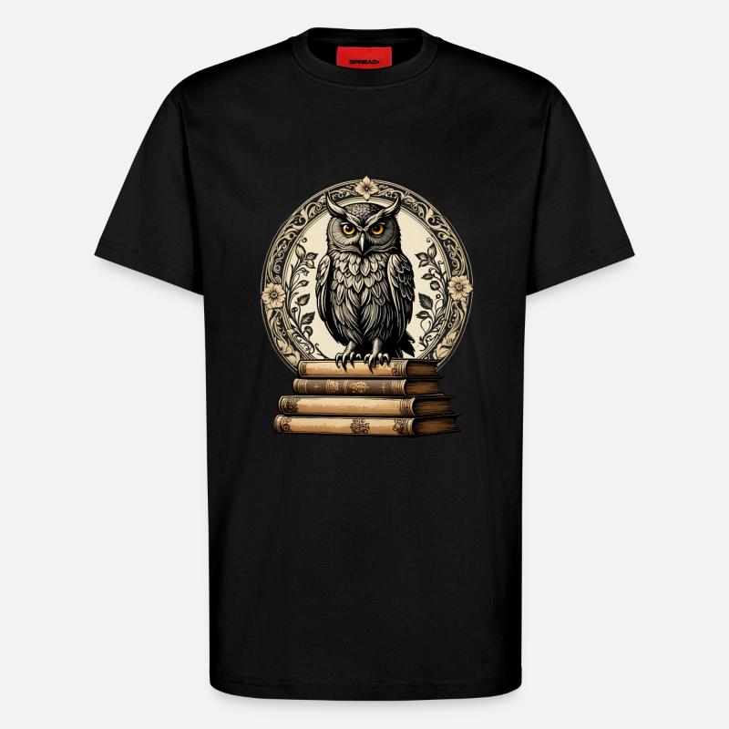 Büchereule - T-Shirt - made by SPREAD - SOLID BLACK