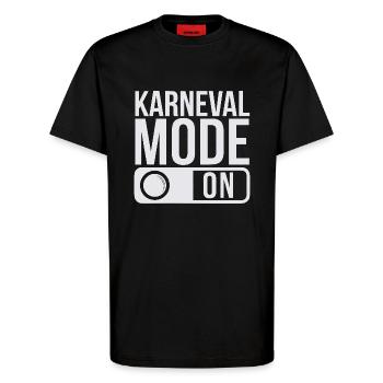 Karneval Mode On Fasching Fasnet - T-Shirt - made by SPREAD - SOLID BLACK - Vorne - Alina (178cm) & Michal (187cm)