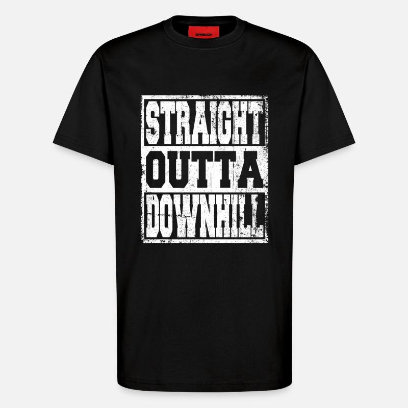 Downhill Spruch lustig - T-Shirt - made by SPREAD - SOLID BLACK