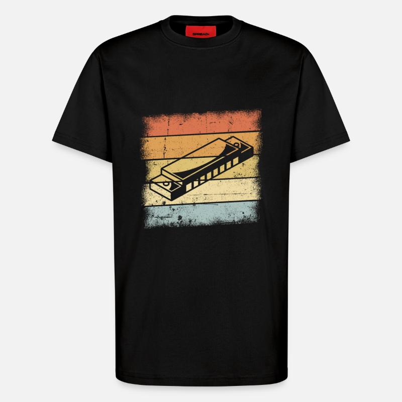 Motif d’harmonica - T-shirt bio décontracté fabriqué en UE - SOLID BLACK