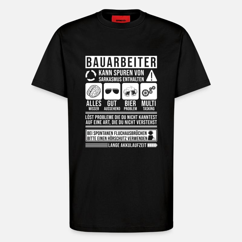 Bauarbeiter Baustelle - T-Shirt - made by SPREAD - SOLID BLACK