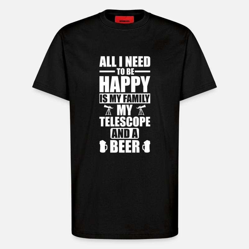 Astronomy Telescope Astronomer Gift - T-Shirt - made by SPREAD - SOLID BLACK