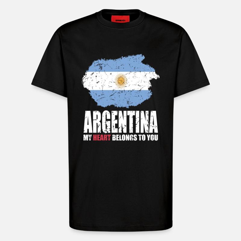 Drapeau de l’ARGENTINE - T-shirt bio décontracté fabriqué en UE - SOLID BLACK