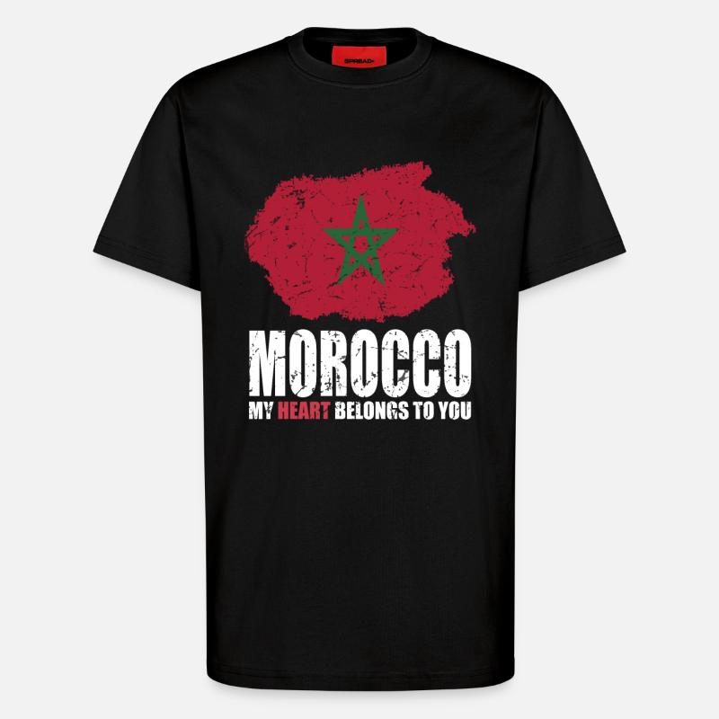 Morocco Flag - T-Shirt - made by SPREAD - SOLID BLACK