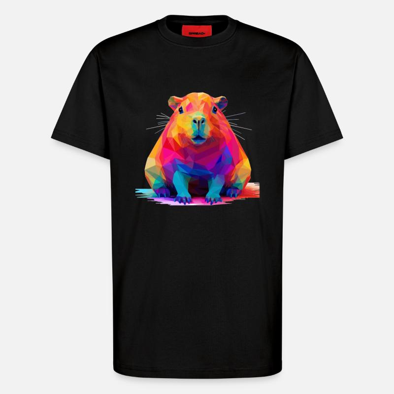Capybara Low Polygon Design - T-Shirt - made by SPREAD - SOLID BLACK