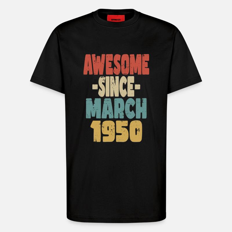 Génial mars 1950 - T-shirt bio décontracté fabriqué en UE - SOLID BLACK