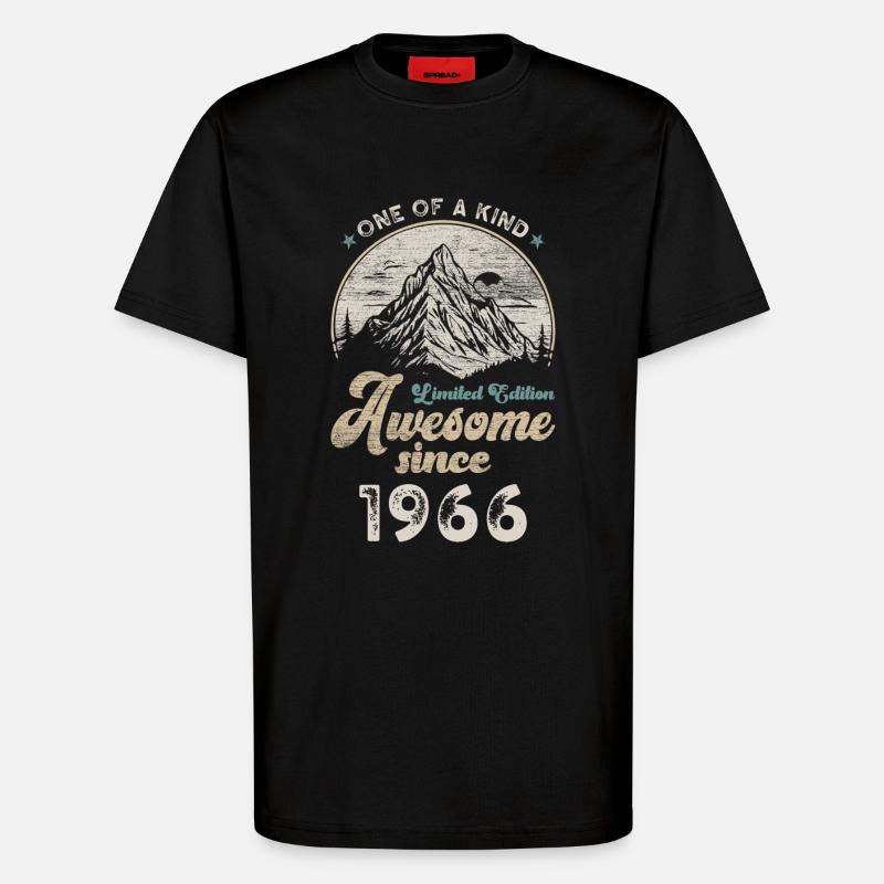 1966 Anniversaire Berge - T-shirt bio décontracté fabriqué en UE - SOLID BLACK