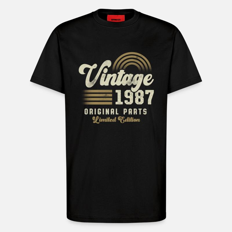 Millésime 1987 Anniversaire Rétro - T-shirt bio décontracté fabriqué en UE - SOLID BLACK