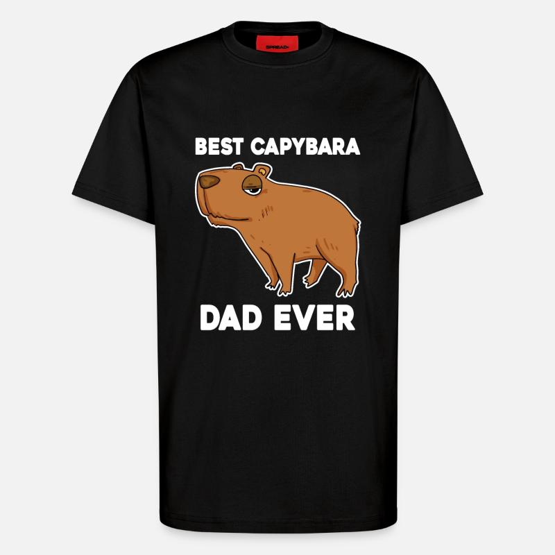 Capybara Père Capybara - T-shirt bio décontracté fabriqué en UE - SOLID BLACK