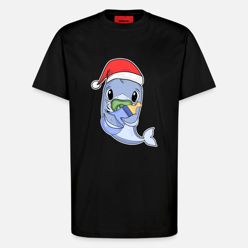 Requin bébé Noël - T-shirt bio décontracté fabriqué en UE - SOLID BLACK