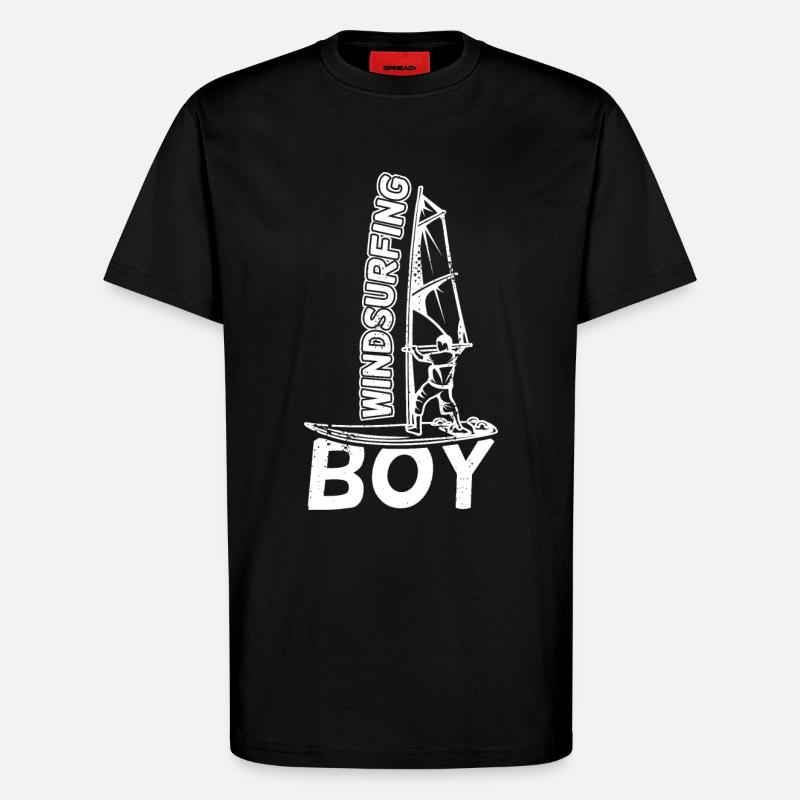 Lustiger Windsurfer Junge - T-Shirt - made by SPREAD - SOLID BLACK