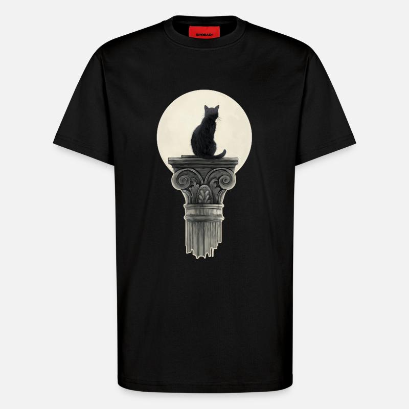 Schwarz Katze - T-Shirt - made by SPREAD - SOLID BLACK