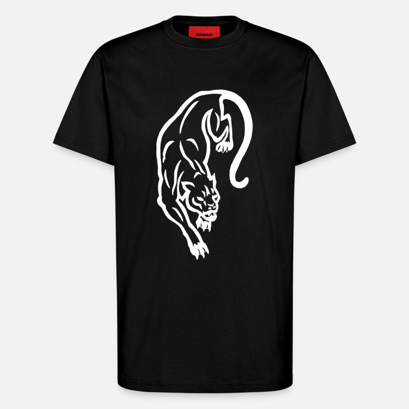 Silhouette de panthère blanche - T-shirt bio décontracté fabriqué en UE - SOLID BLACK