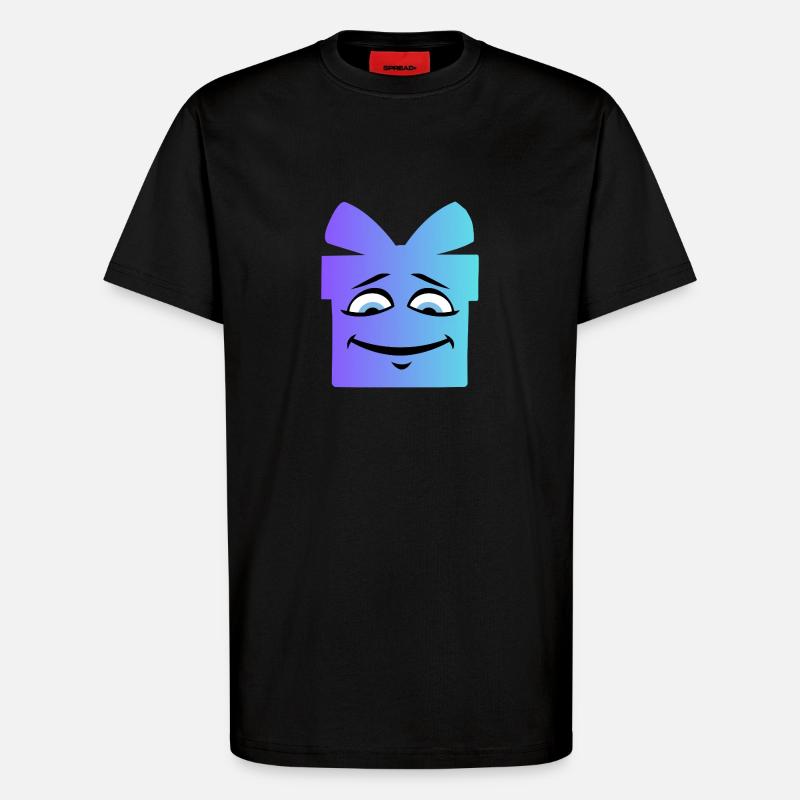 Gradient Smiling Gift Box - T-Shirt - made by SPREAD - SOLID BLACK