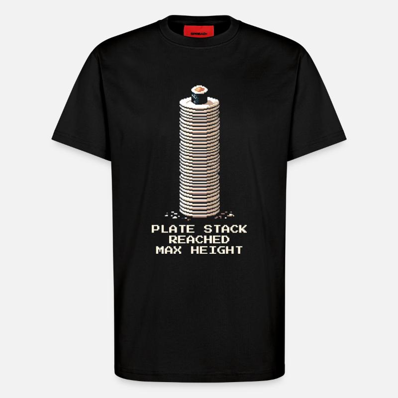 Plate Stack Maximum | Running Sushi - T-Shirt - made by SPREAD - SOLID BLACK