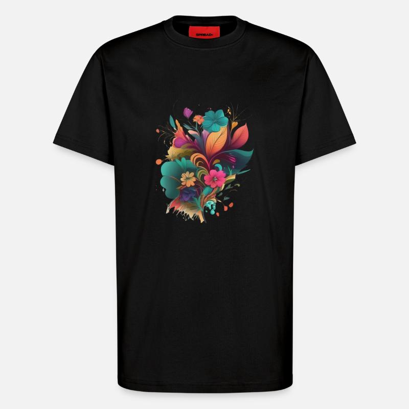 Abstrakte florale Explosion - T-Shirt - made by SPREAD - SOLID BLACK