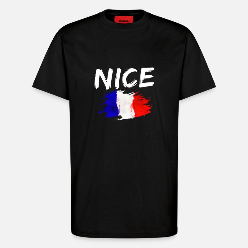 Nice France Flag Nice - T-Shirt - made by SPREAD - SOLID BLACK