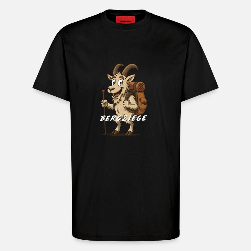 Bergziege mit Rucksack – lustiges wandershirt - T-Shirt - made by SPREAD - SOLID BLACK