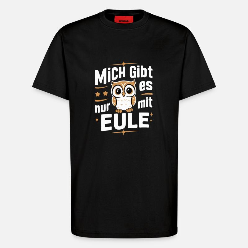 Nachteule Eule Eulen Vogel - T-Shirt - made by SPREAD - SOLID BLACK