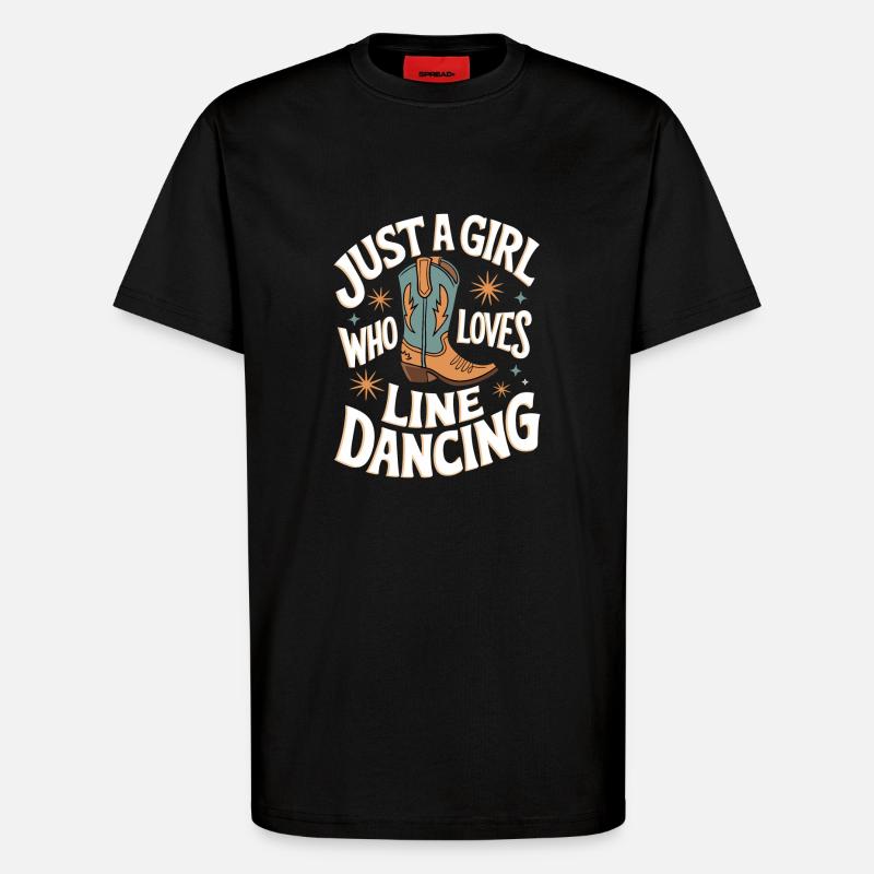 Line Dancing Dancing Dancers - T-Shirt - made by SPREAD - SOLID BLACK