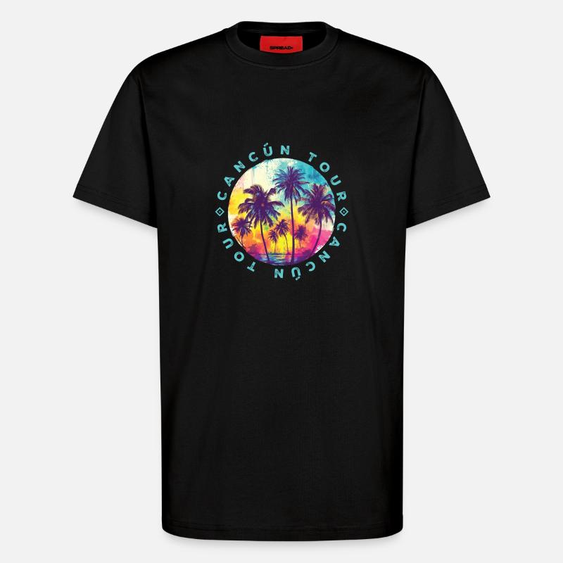 Cancun Palm Trees Tour - T-Shirt - made by SPREAD - SOLID BLACK