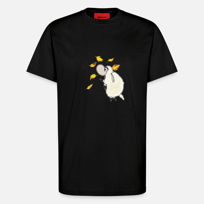 Wolly Sheepling Herbst Blätterfall - T-Shirt - made by SPREAD - SOLID BLACK