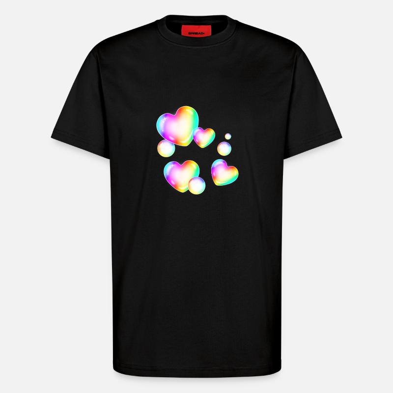 bunte Seifenblasen Herzform - T-Shirt - made by SPREAD - SOLID BLACK